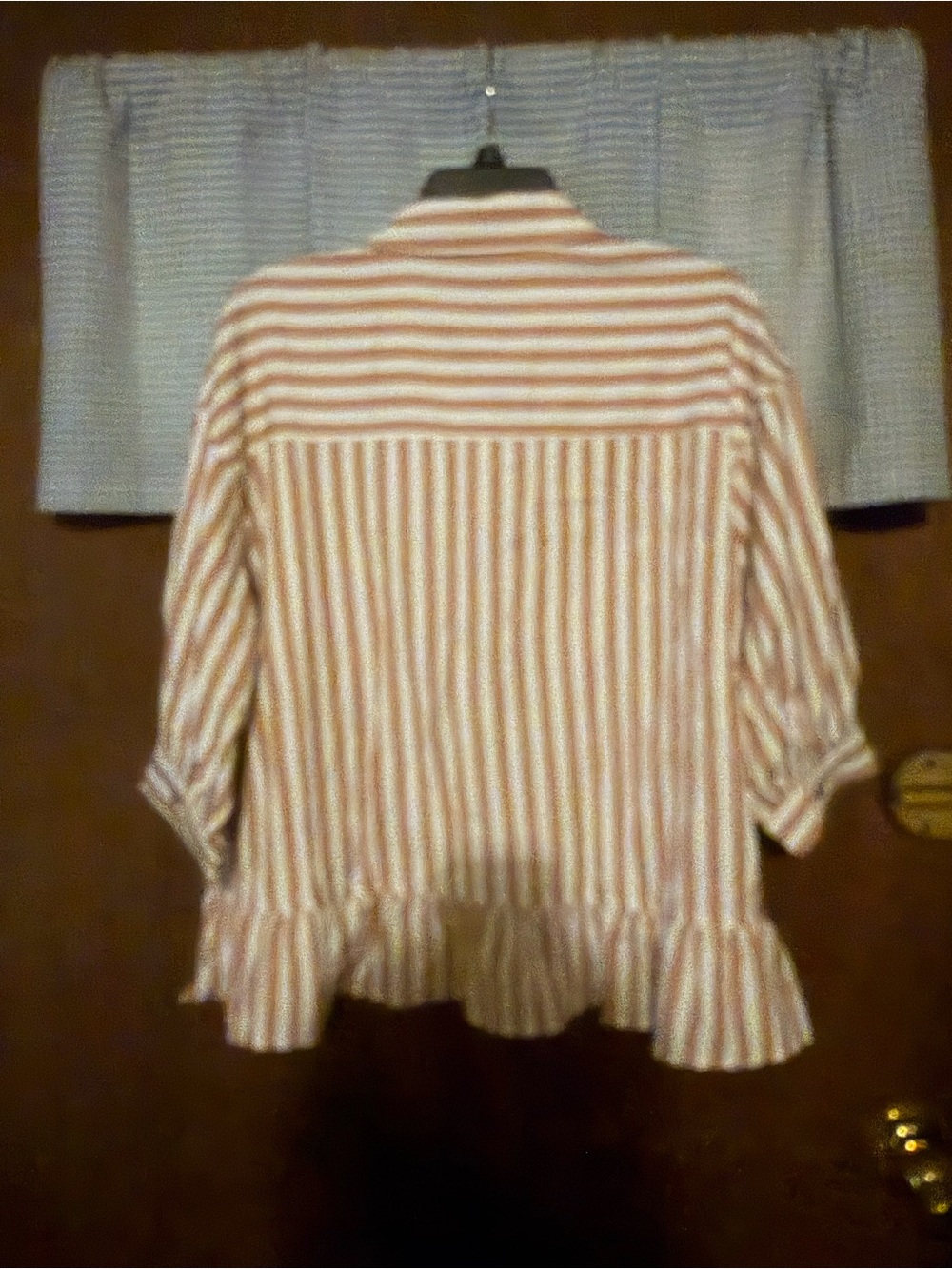 Striped Ruffle Hem Button-Up Shirt - Picture 6 of 7